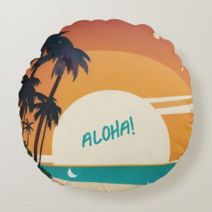 Almofada Redonda Havaiano/Aloha/Tropical/praia