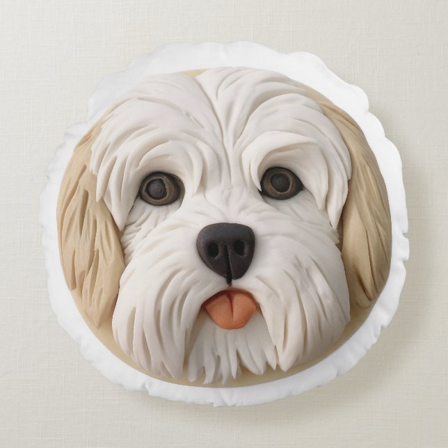 Almofada Redonda Havanese Dog 3D Inspirado (Frente)