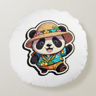Almofada Redonda Hawaii Panda Paradise