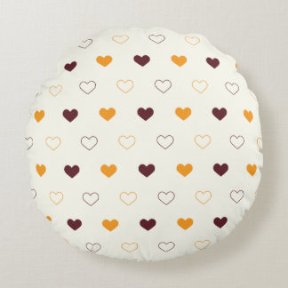 Almofada Redonda Heart Pattern with Orange & Brown Hearts