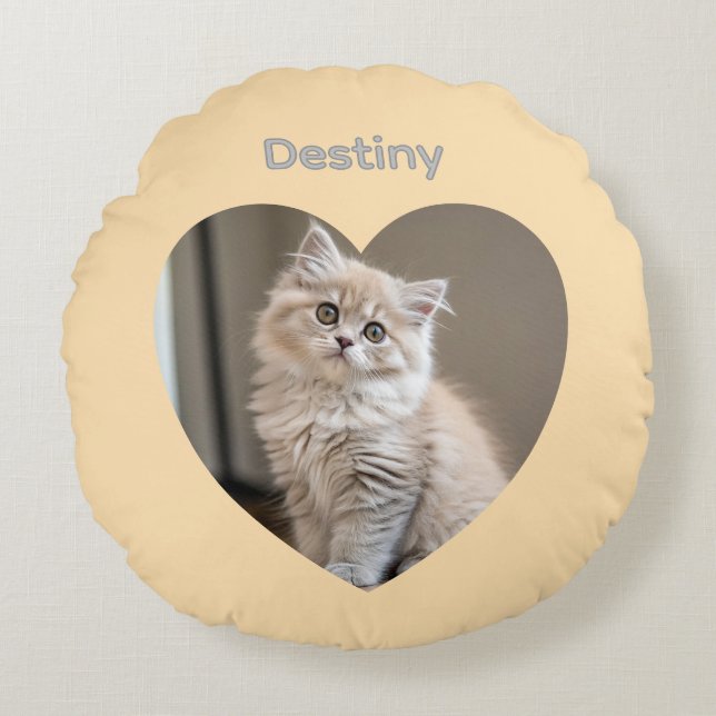 Almofada Redonda Heart-Shaped Cat Design (Frente)