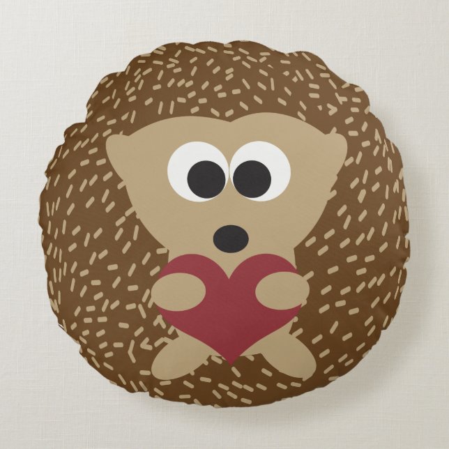 Almofada Redonda Hedgehog Hugging Heart (Frente)