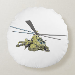 Almofada Redonda Helicóptero de desenho "Hind"