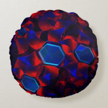 Hexágono azul misturado com curvas vermelhas sobre