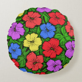 Almofada Redonda Hibiscus & Monstera #4
