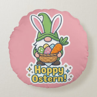 Almofada Redonda High-quality "Hoppy Easter" gnome illustration