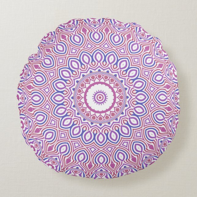 Almofada Redonda Hippie Boho Funky Groovy Bohemian Kaleidoscope (Frente)