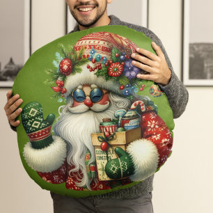 Almofada Redonda Hippie Santa Clause Travesseiro redondo
