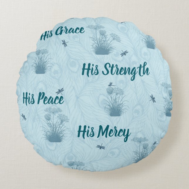 Almofada Redonda His Everything Queen Anne's Lace (Frente)