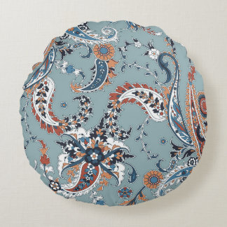 Almofada Redonda Historial de tendências sem costura com paisley na
