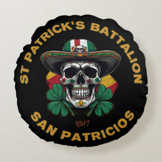Almofada Redonda Historical Saint Patricks Battalion Celtic Skull