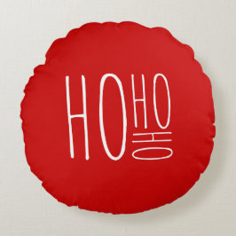 Almofada Redonda HO HO HO Feliz Natal Estilo Farmhouse Chic Vermelh