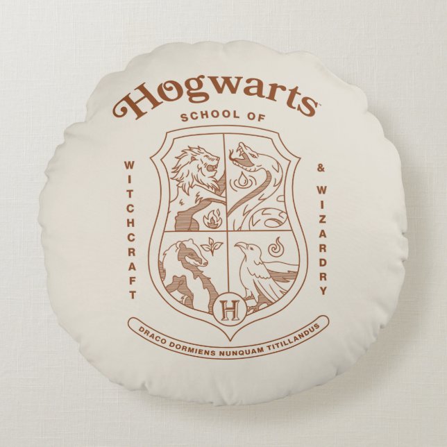 Almofada Redonda HOGWARTS™ School of Witchcraft and Wizardry Crest (Frente)