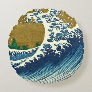 Almofada Redonda Hokusai Big Wave Japão Art