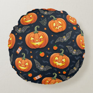 Almofada Redonda Holloween Pumkin Travesseiro redondo