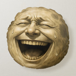 Almofada Redonda Homem rindo na lua, surreal fantasia arremessa pi