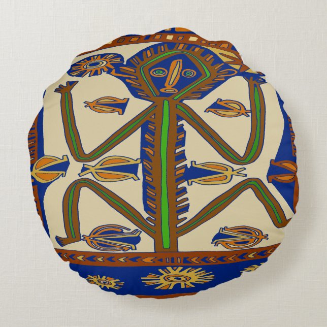 Almofada Redonda Homem Samoa do Mar do Sul (Verso)