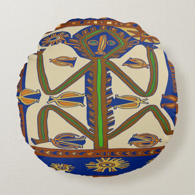 Almofada Redonda Homem Samoa do Mar do Sul (Frente)