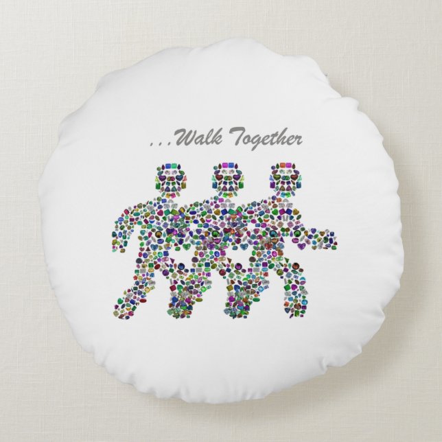 Almofada Redonda Homens em Movimento (Verso)