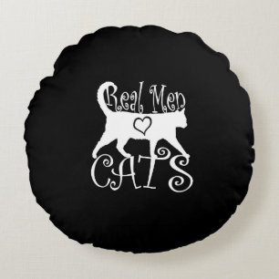 Almofada Redonda Homens Reais Adoram Gatos em decoração negra
