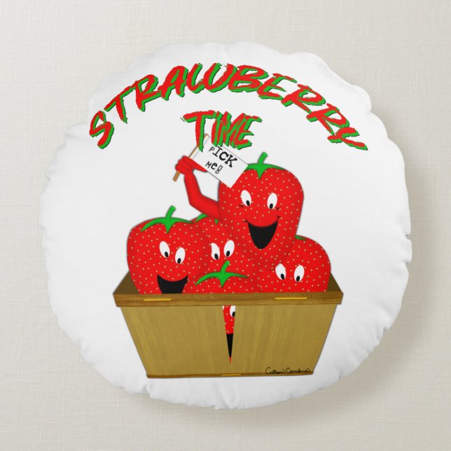 Almofada Redonda Horário de Morango! (Frente)