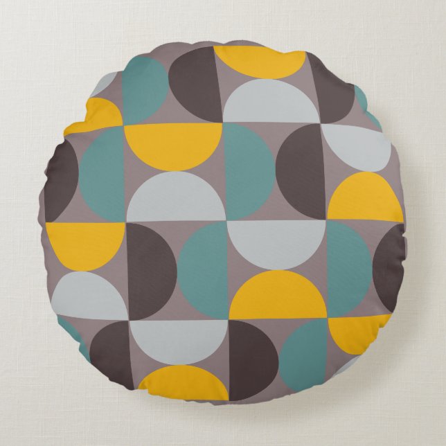 Almofada Redonda Horizonte Dourado Moderno do Século médio (Frente)