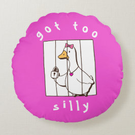 Almofada Redonda Hot Pink Got too Silly Funny Goose