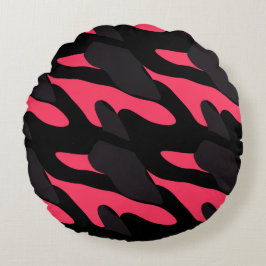 Almofada Redonda Hot pink, gray and black Camo abstract