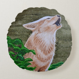 Almofada Redonda Howling Coyote