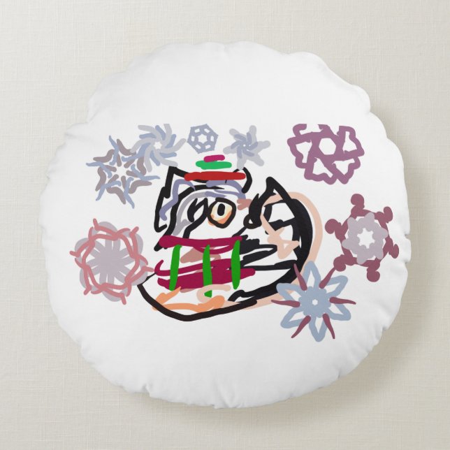 Almofada Redonda Husky winter  (Frente)