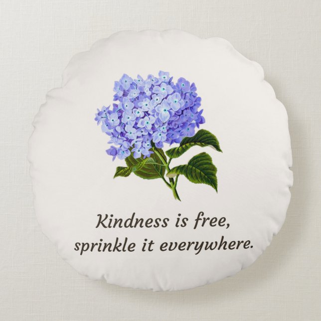 Almofada Redonda Hydrangea Com Travesseiro Redondo De Cotação (Frente)
