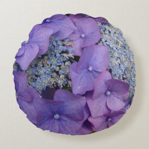 Almofada Redonda Hydrangea roxa Fechar Travesseiro redondo