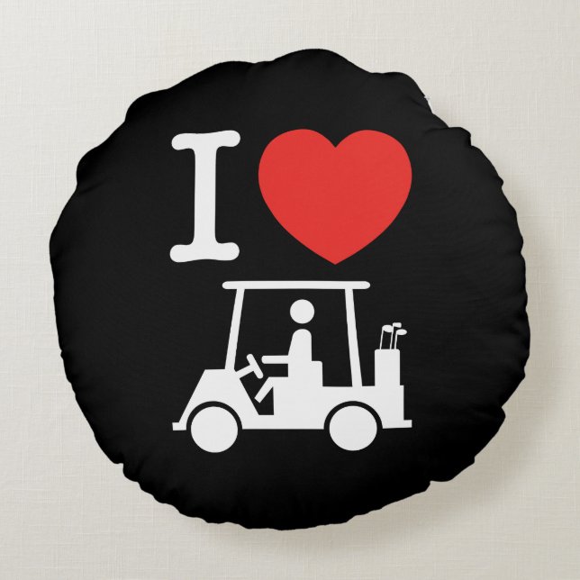 Almofada Redonda I Heart (Love) Golf Cart (Verso)
