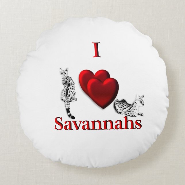 Almofada Redonda I Heart Savannah Cat (Frente)