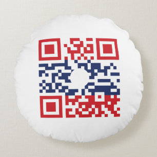 Almofada Redonda I Love Laos (Khoy Huk Lao) Flag QR Code   Geek Lao