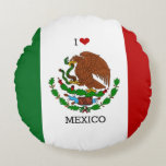 Almofada Redonda i love mexico - mexican flag,<br><div class="desc">I Love Mexico - Mexican flag.</div>