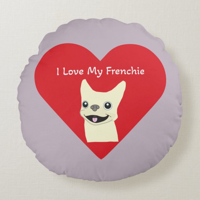 Almofada Redonda I love my Frenchie, Lavender (Frente)