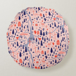 Almofada Redonda Ícones australianos, padrão decorativo perfeito.