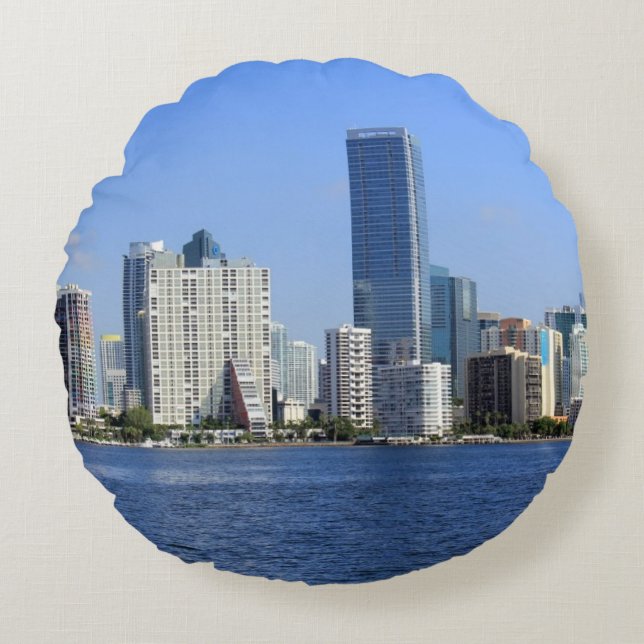 Almofada Redonda Ideia da skyline de Miami (Frente)