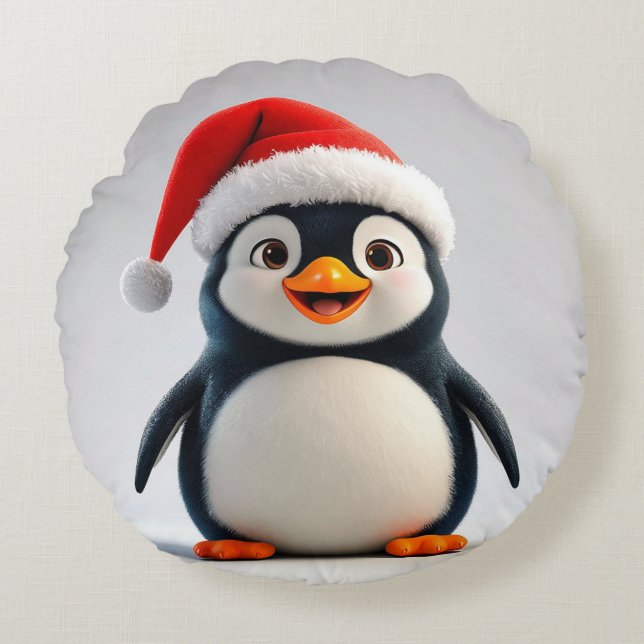 Almofada Redonda 🎄 Ideia de Presente de Natal Aconchegante com Pin (Frente)