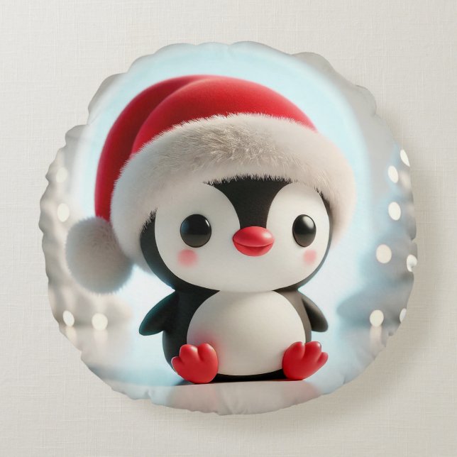 Almofada Redonda 🎄 Ideia de Presente de Natal de Decoração de Ping (Frente)