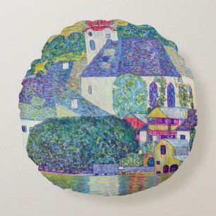 Almofada Redonda Igreja de São Wolfgang por Gustav Klimt, Arte Vito