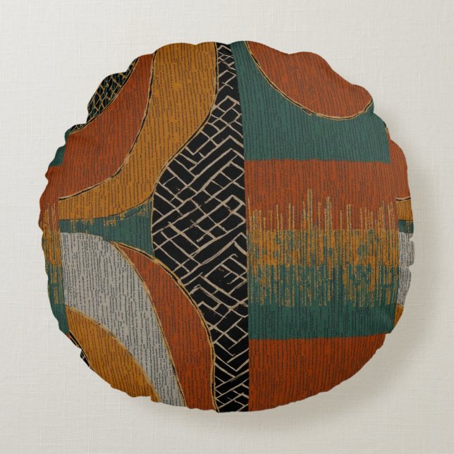 Almofada Redonda Ilha Caribe Africana de Luxo sofisticada (Frente)