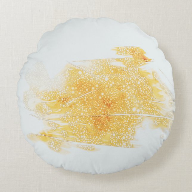 Almofada Redonda Ilustração amarela e branca (Frente)