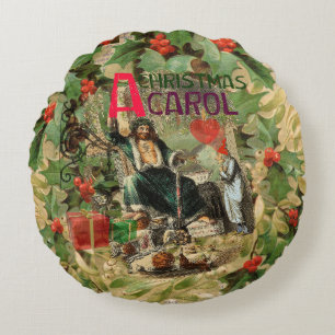 Almofada Redonda Ilustração da Impressão de Arte Carol de Natal