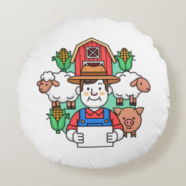 Almofada Redonda Ilustração de Agricultura Arte