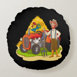 Almofada Redonda Ilustração de Agricultura Arte