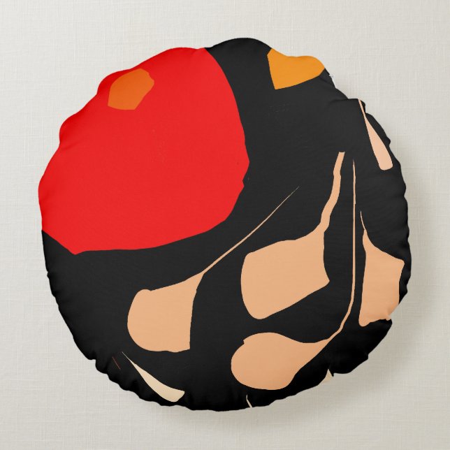 Almofada Redonda Ilustração de amor Floral Travesseiro redondo (Verso)