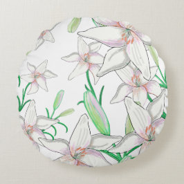 Almofada Redonda Ilustração de Lírio Branco