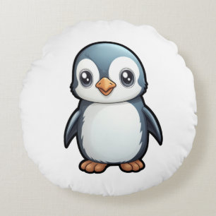 Almofada Redonda Ilustração de pinguim de desenho animado